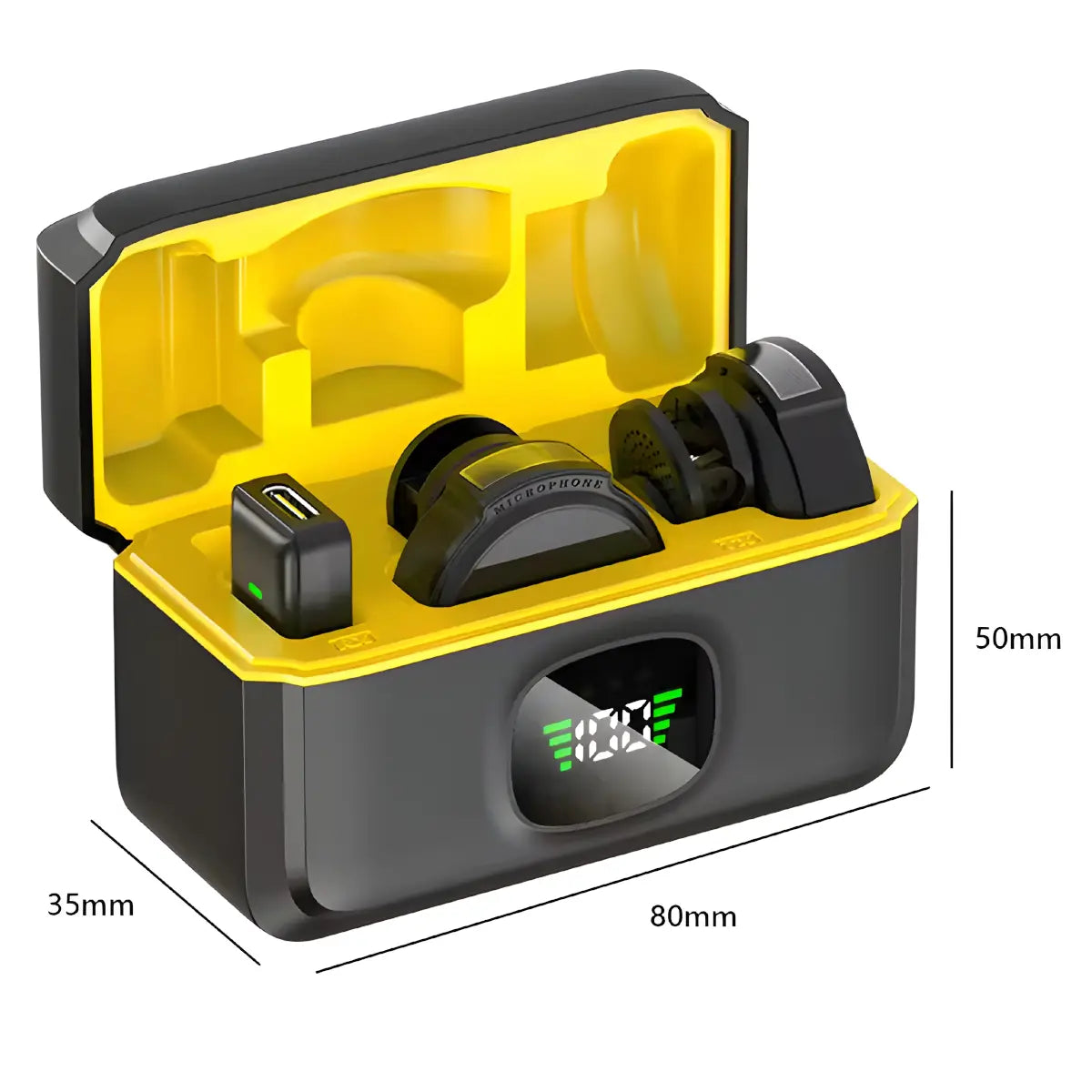 Micrófono Lavalier inalámbrico para iPhone y Android con estuche de carga, mini micrófono de solapa USB C,